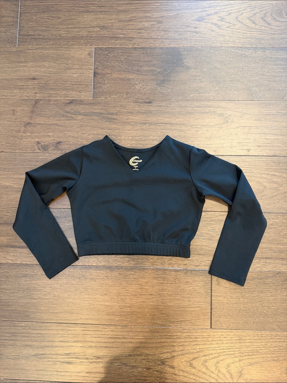 Chasse Girls' Black Long Sleeve Cropped Top Size Small - C34-098
